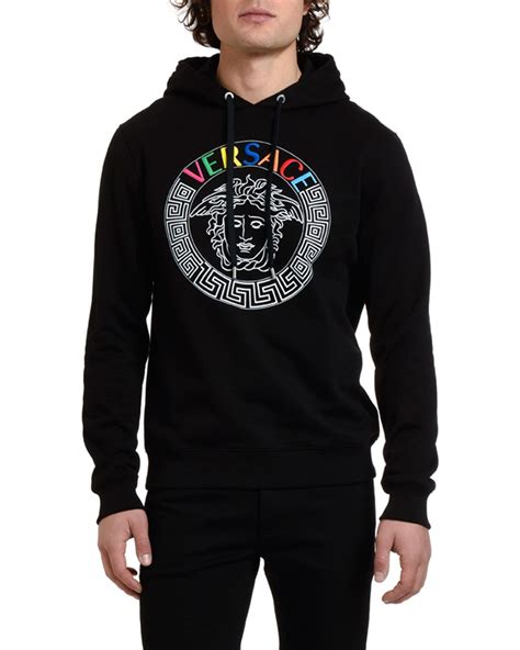 Versace Multicolor Medusa Logo Embroidered Hoodie 